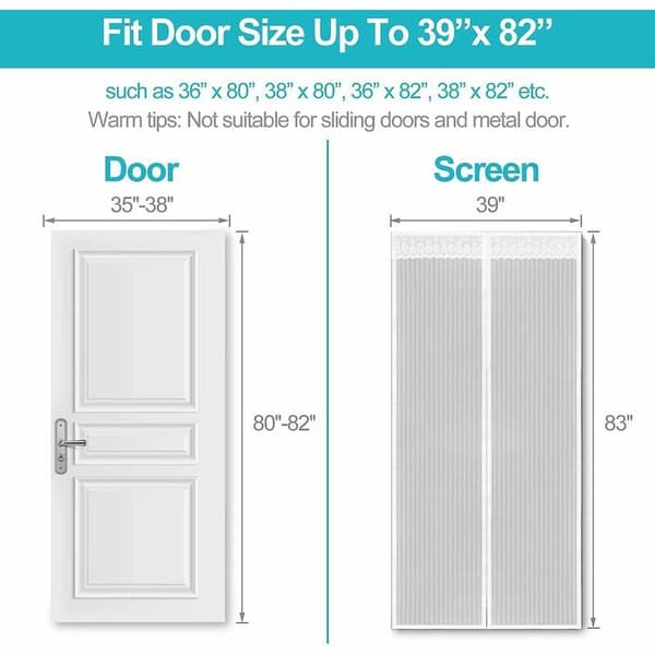 Magnetic fly screen for doors, windows, mosquito net with magnet, durable mesh curtain (Black 90x210 cm)