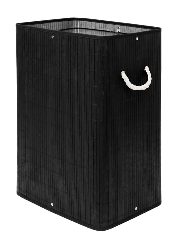Bambu tvättkorg med lock, 80L, svart 1800