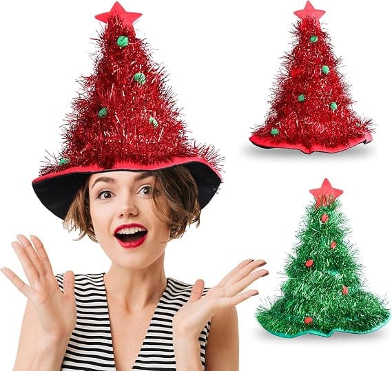 2 stk julehatter, juletre-tinselhatter, juletrehatt