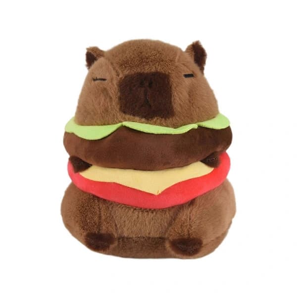 Realistic Capybara Burger Plush, Cute Capybara Stuffed Animal Pillow Plush Toy, Soft Hamburger Foo As Shown