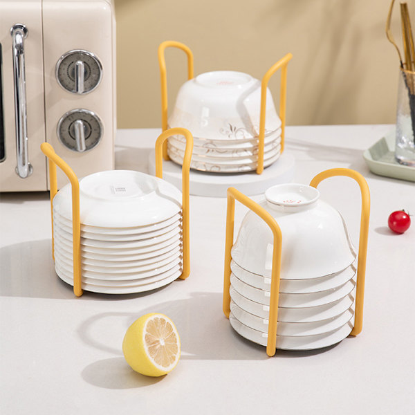 Retractable Bowl Rack Multifunctional Drain Tableware Storage Holder for Dinner Plate Practical Kitchen Gadgets Yellow Yellow