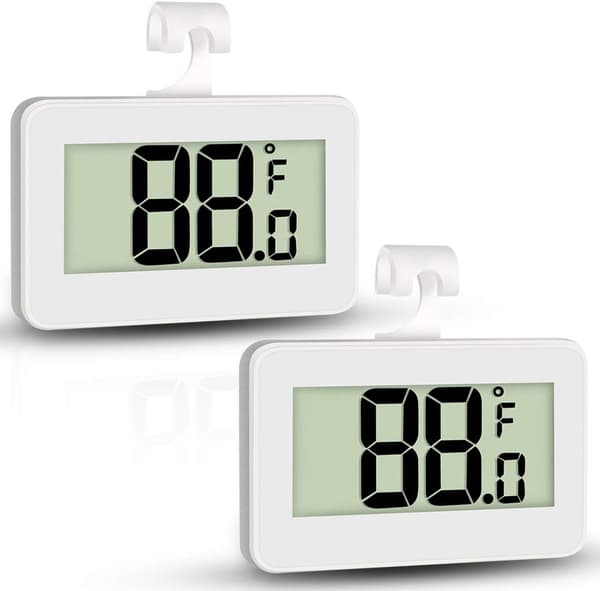 2-pak - termometer - digitalt køleskabstermometer - frysertermometer - rumtermometer - med frostadvarsel - med krog