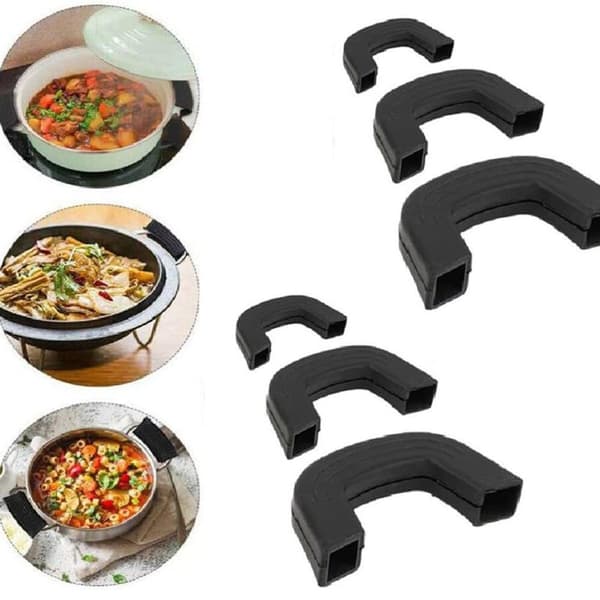 Silicone Handle for Pots, Heat-Resistant Pot Handles, Kitchen Protection, 6-Pack