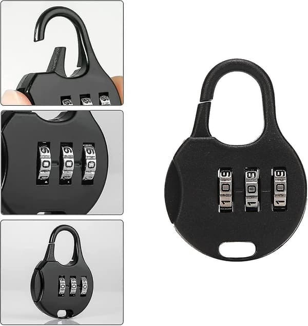6-digit mini combination lock, 3-digit mini combination padlock, resettable mini combination padlock, for suitcases, lockers, stationery Locke