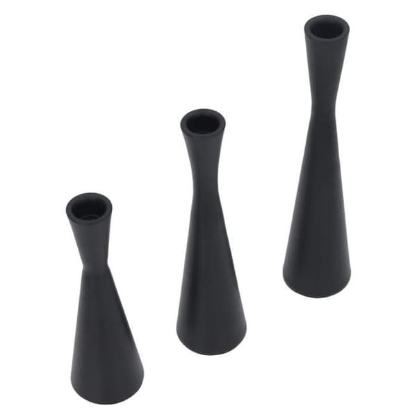 Lysestaker - HILILAND - Koniske - 3 stk - Svart - Smijern - Retromoderne