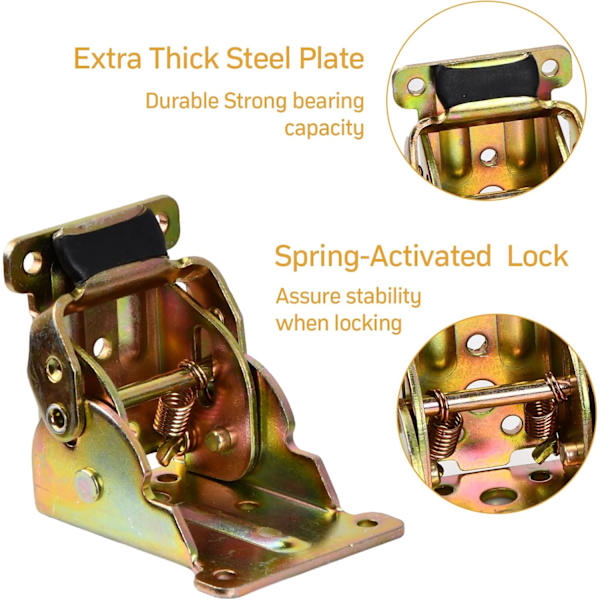 4 Pieces 90 Degree Self-Locking Folding Hinges, Folding Table Leg Bracket, Self-Locking Hinge Hardware, Folding Table Leg with S