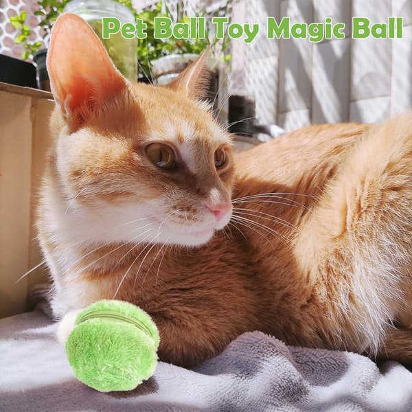 Interactive Automatic Cat Toy - ABS Electric Magic Rolling Ball with 4 Ball Covers, Active Rolling Ball Fun Cat Toys