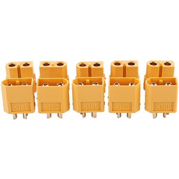 5 par XT60 hann- og PAR-batterikontakt + krympeslange