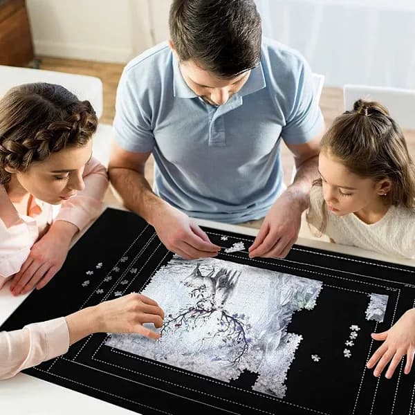 1500/2000 Piece Puzzle Mat for Storage, Rollable, Black, Blue, Grey, G Grey 2000 Pieces