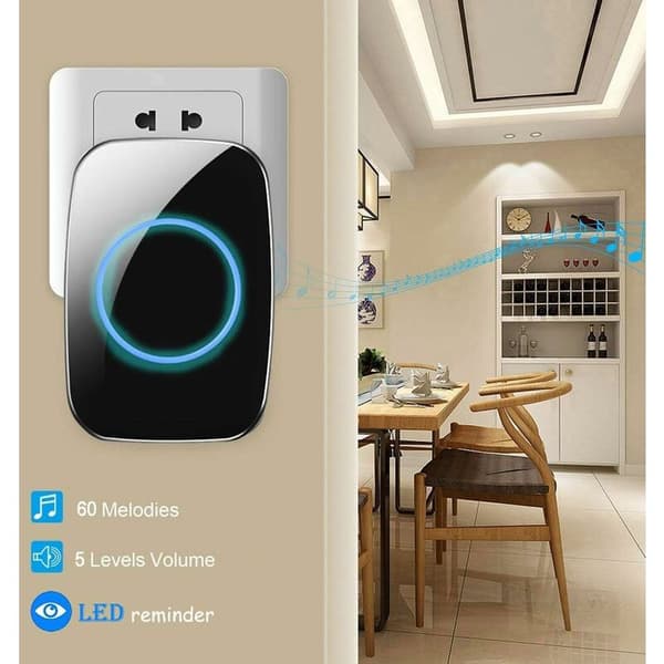 Wireless Doorbell, Waterproof Doorbell Kit, 1000+ ft Range & 60 Ringtones, 5-Level Volume & LED Flash, for Home Office Classroom