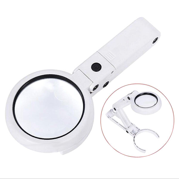 5/11X Magnifying Glass With 8 LED Lights Foldable Stand Table Magnifying Tool