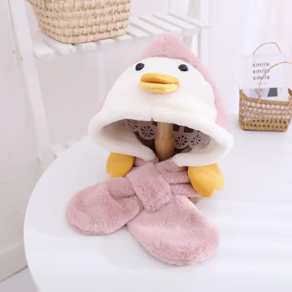 Barn Småbarn Tegneserie 2 i 1 Hatt Skjerf Sett Vinter Varm Korallfleece