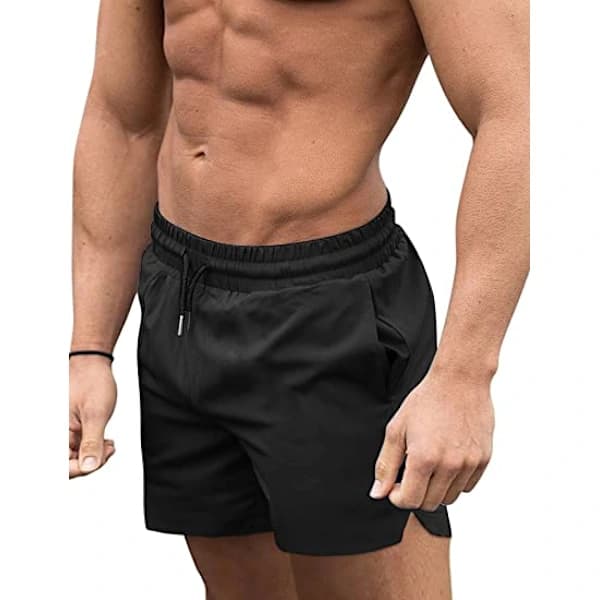 Hurtigtørrende badeshorts til mænd, badetøj, svømmetøj, sort—XXL