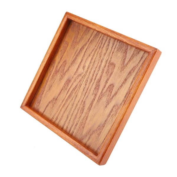 Square Solid Wood Tea Tray Coffee Sushi Snack Serving Plate for Cafe Restaurant (20*20cm)