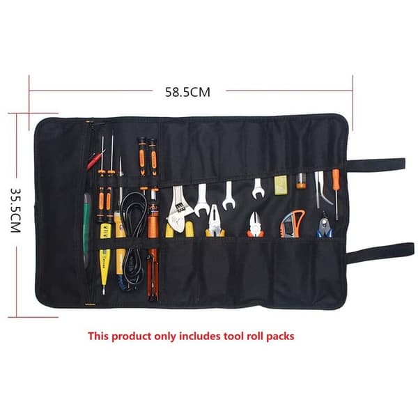 Tool Roll Bag with Pockets, Waterproof Canvas Tool Organizer Bag for Craftsmen DIYer - B