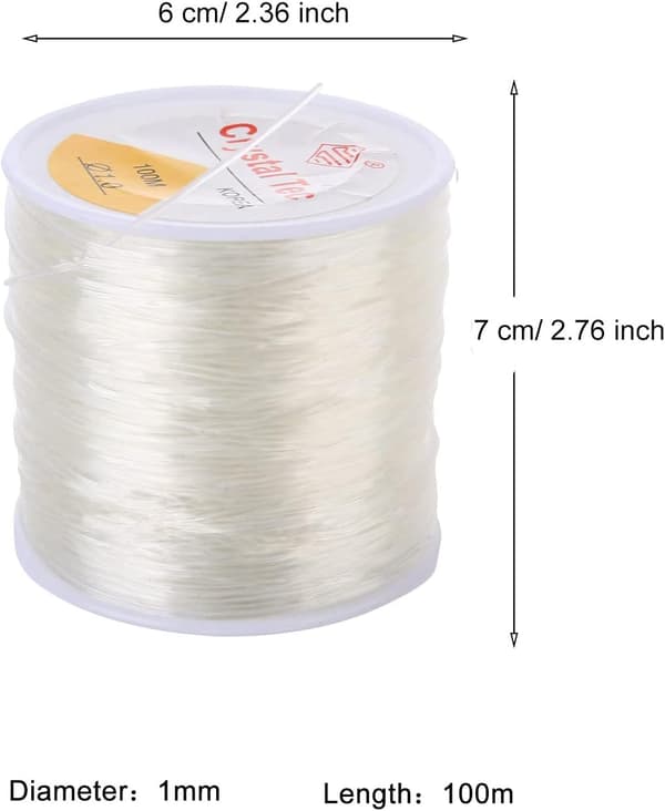80m Elastisk Snor 1mm Elastisk Snor Håndværkssnor Elastisk Tråd (Transparent, 80m)