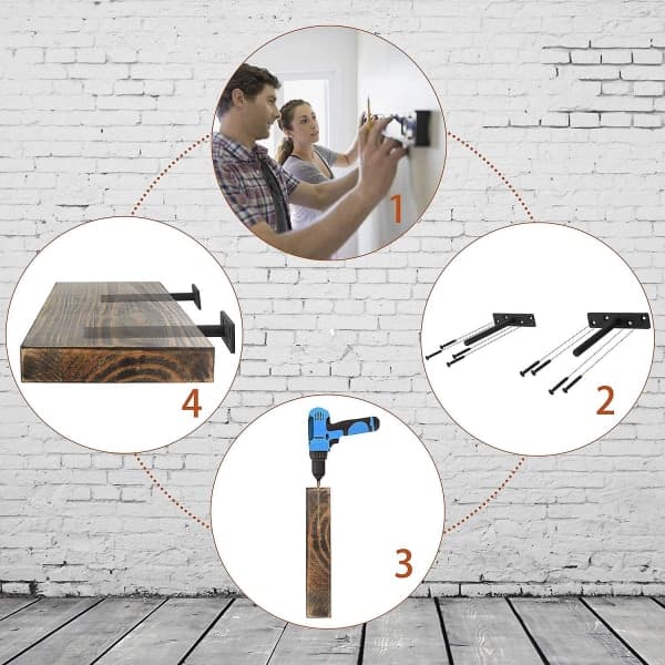 Invisible Shelf Bracket, Retro Wall Shelf Bracket, Invisible Bracket for Wall Shelf - 4 Pcs