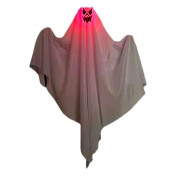 3 Hanging Ghost Decorations 70 x 65 cm, Halloween White Ghosts with Hats for Haunted House Graveyard Scene
