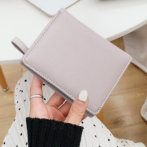 Damplånböcker Liten Bifold Läderficka Plånbok Dam Mini grå