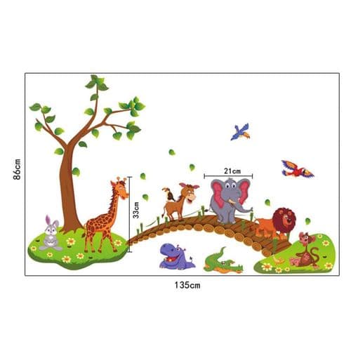 Wall Decals for Children's Room, Wall Decals Forest/Animals/Bridge/Trees/Elephant