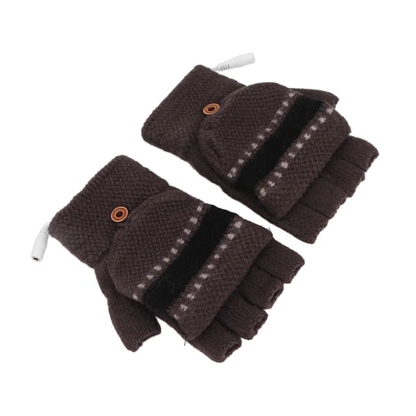 Half-finger Heated Gloves Double-sided Heating Warm Full-finger and Half-fingerless USB Heating Gloves for Typing and Gaming, Gray