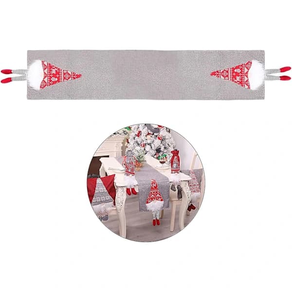 Christmas Table Runner, Santa Gnome Tablecloth Decorative Tablecloth 212x34cm