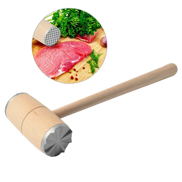 Double-Sided Wooden Meat Hammer Mallet Tenderizer Tool for Steak Practical Kitchen Utensil