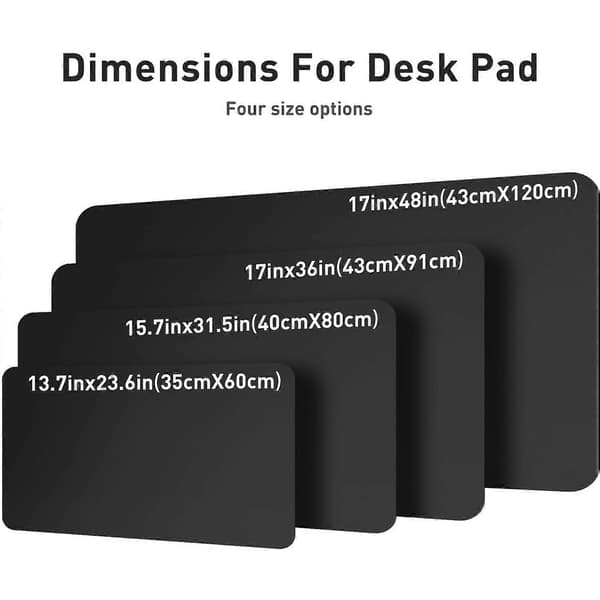 Leather Desk Pad - 80x40cm Non-Slip PU Leather Desk Mat, Waterproof Writing Pad - Black