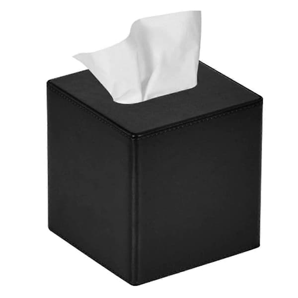 /NN/Servietboks Firkantet PU Læder Ansigtservietboksholder Sort