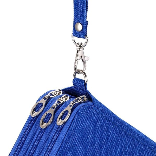 Zipper Pencil Case, Practical Canvas Pen Holder for Blue