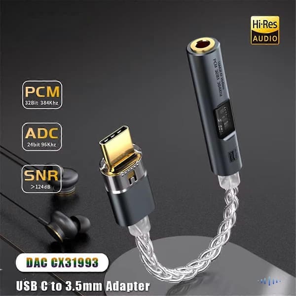 BA23 USB Typ C till 3,5 mm Jack Adapter Hörlursförstärkare Dekoder A