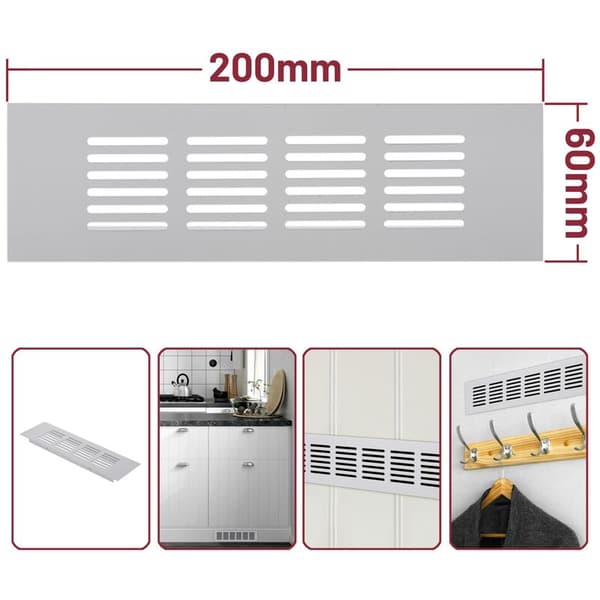 Aluminium ventilationsgitter til base 200 x 60 mm