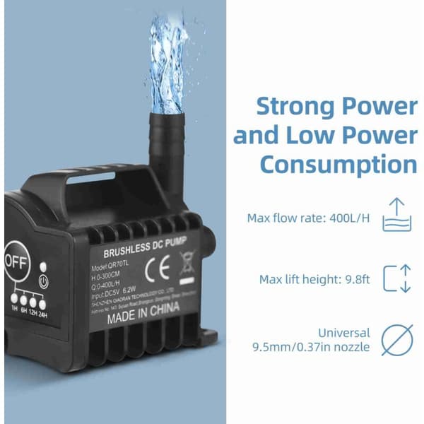 Mini 5V QR70TL pump 400L/H 3m USB akvarium/bassäng
