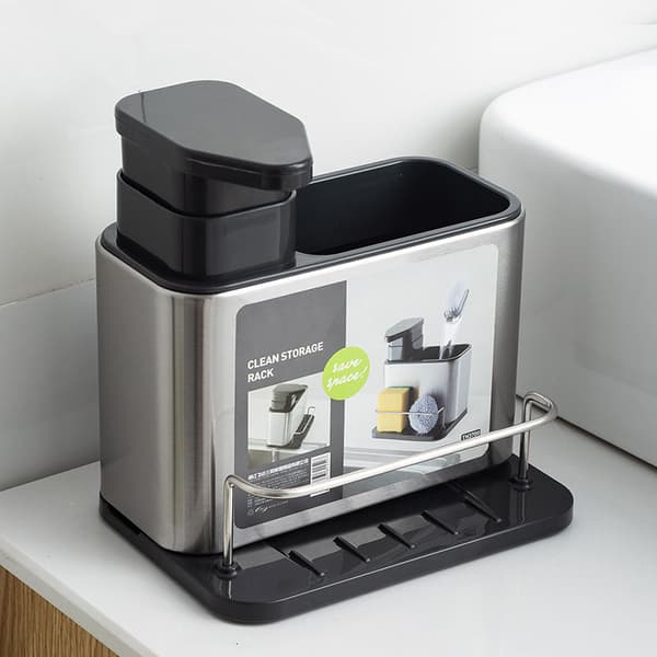 Stainless Steel Soap Dispenser Dish Rack Sponge Drying Rack Kitchen Storage