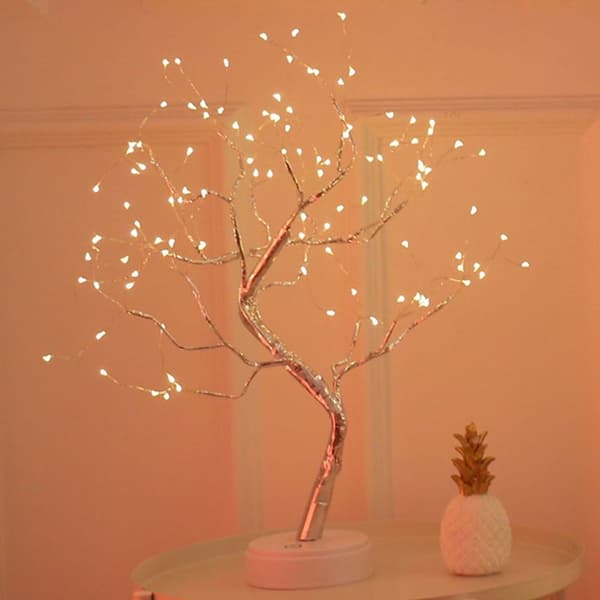 Bonsai Tree Lamp, 108 LED Lights, Shimmering Branches, Battery and USB, Warm Light