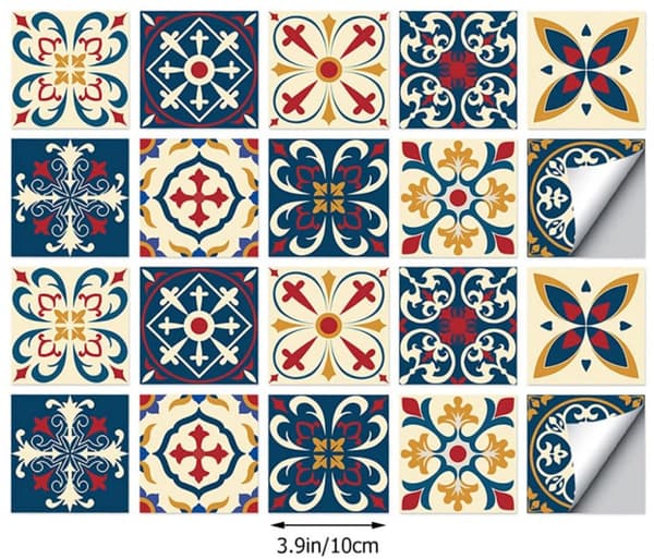 20 Wall Stickers - Tile Decals, Removable, Self-Adhesive PVC - for Bathroom, Kitchen, Stairs - 10*10 cm