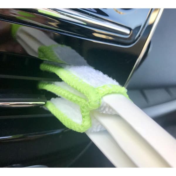 2 stk bilbørste støvbørste fjærstøvkost mikrofiber bilinteriørrenser luftventilbørste børste