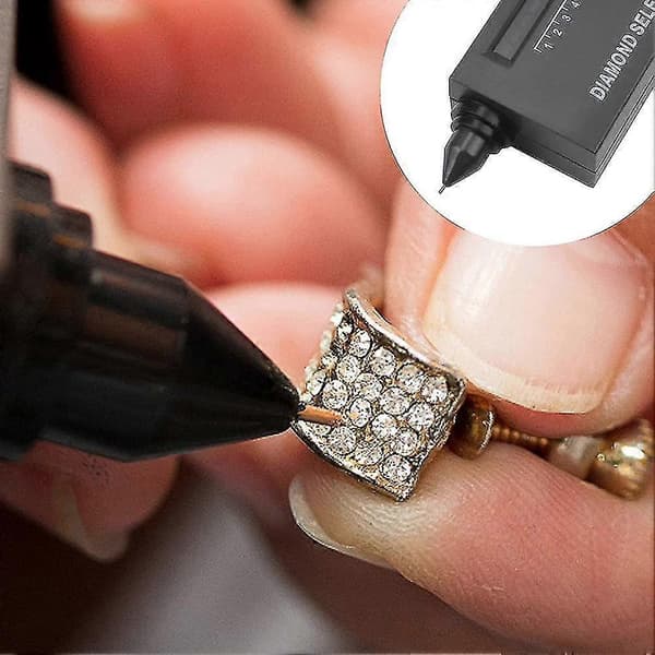 Diamanttestpen, professionel diamantdetektor med 60x mini LED-forstørrelsesglas, diamanttestpen til