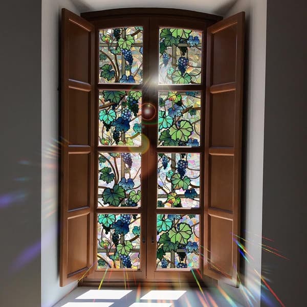 Decorative Window Film, Vines and Flowers Privacy Screen, Double-Sided Static, 45x200cm