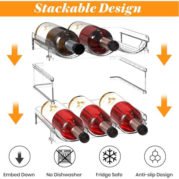 Stackable Bottle Rack with 4 Shelves - 12 Containers - Made of Durable and Transparent PET - For Kitchen, Pantry, Bar (Not Specified)