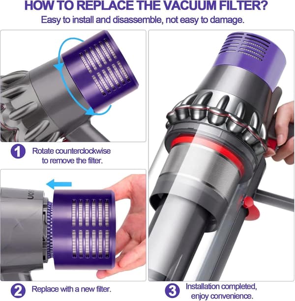 2-pak - Filter til Dyson V10/V11/V15 - Efterfilter Lilla Purple V10