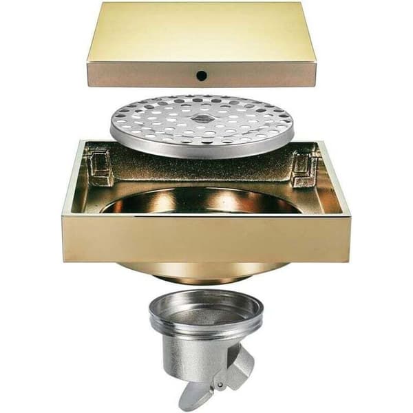 – Concealed Brass Floor Drain – 4-inch Square Floor Drain – Odor-proof with Locking Mechanism – High Drainage Capacity