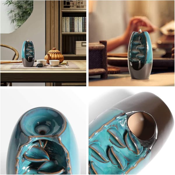 Backflow Incense Holder Waterfall Incense Burner Cone Incense Burner Incense Stick Holder Ceramic Aromatherapy Ornament Home Decor