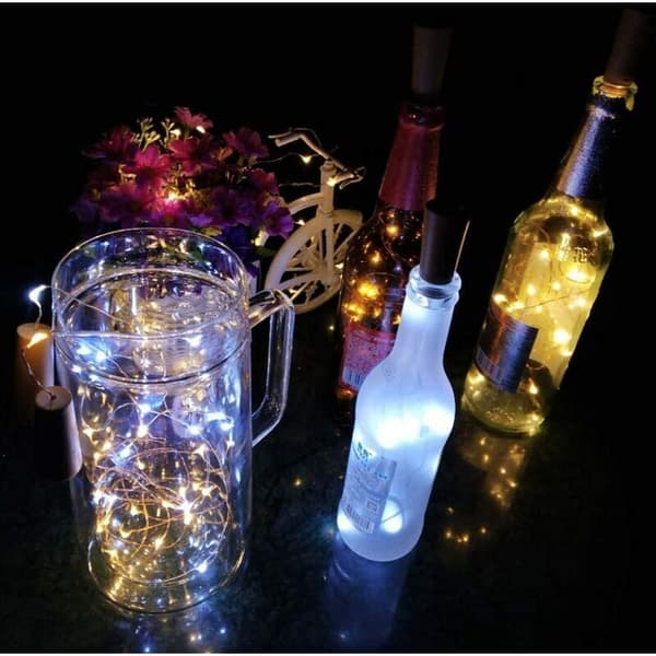 LED-flaske Lys String 10stk 1m 10 LED Fleksibel Kobbertråd String Lys til Halloween Julefest Bryllup Havedekoration