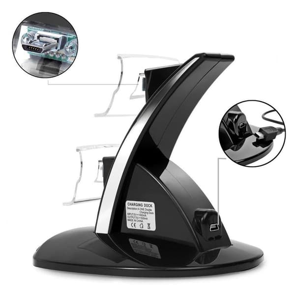 LED-ladestation med dobbelt hurtigopladningsdock til Xbox One / Xbox One S