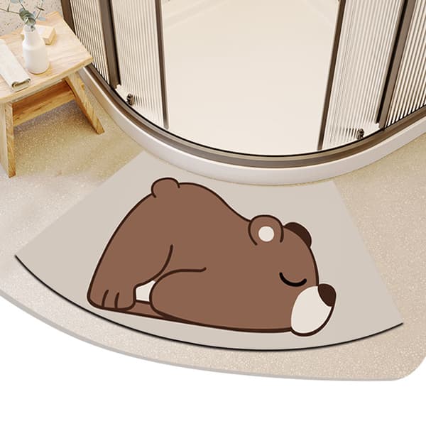 Diatomaceous Earth Mat for Bathroom, Water Absorbent, Non-Slip, Brown Bear