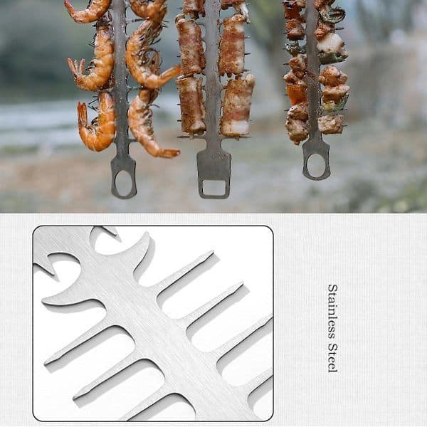 Genanvendelige sildebensgrillspyd, tilbehør til have- og campinggrill