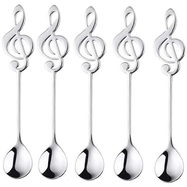 4 PIECES Dessert Spoons Decorative Music Note Stirring Spoons Coffee Spoons for Home [DB]