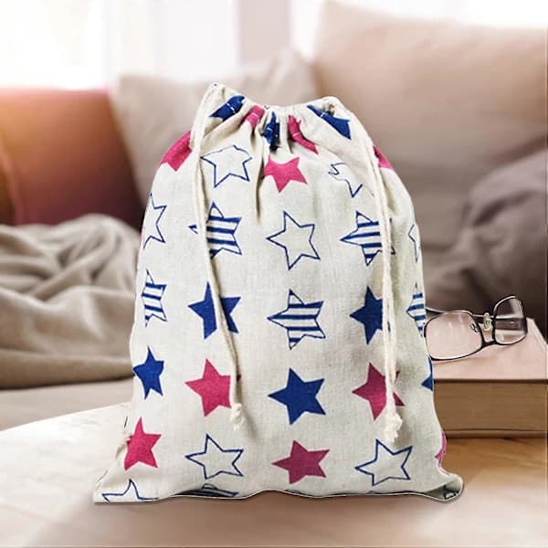 Praktisk Opbevaringstaske Dekorativ Polyester Snøredesign Trykt Sammenfoldelig Tøjpose til Rejser S