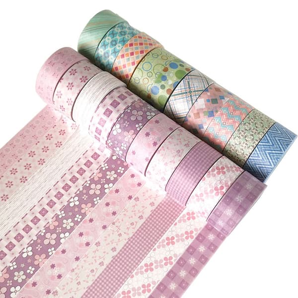12 ruller Washi-tape dekorative gullblad blomster dekorative